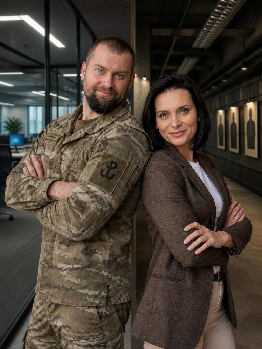 Para twórców projektu Mundurowy w cywilu — mundur i cywil stoją ramię w ramię